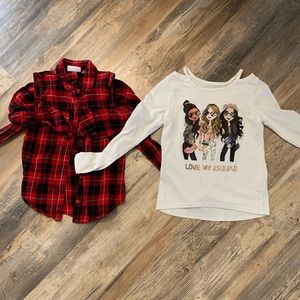 Two cold shoulder long sleeve shirts girls 7/8